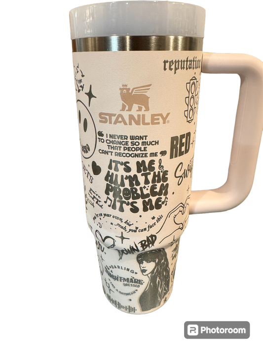 Taylor Swift-Inspired Laser Engraved Stanley Quencher 2.0 30oz Cup: The Ultimate Swiftie Collectible!