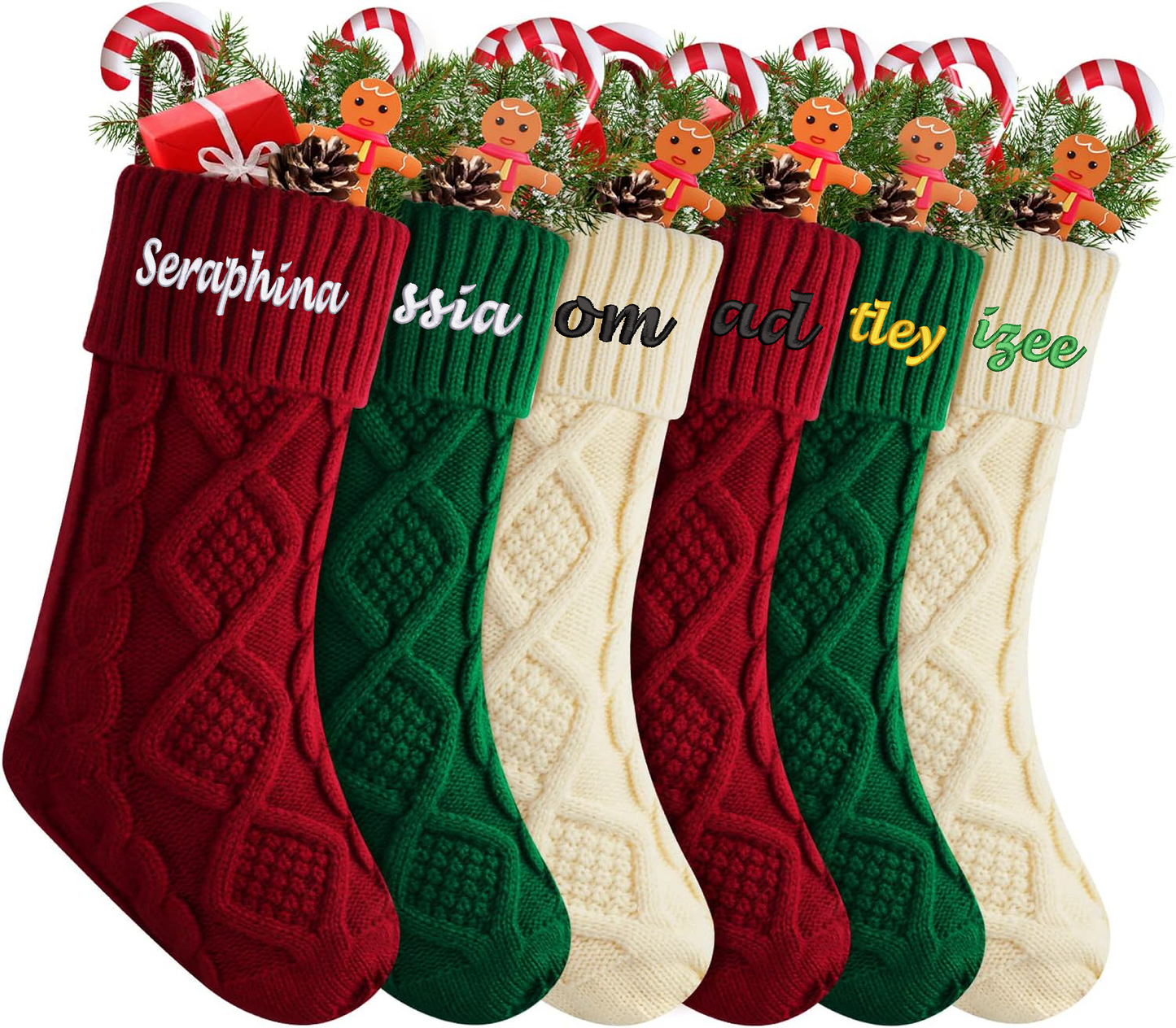 2026 Embroidered Christmas Stocking, Knitted Family Stockings, Personalized Xmas Stockings with Name, Holiday Stockings, Christmas Family Gifts
