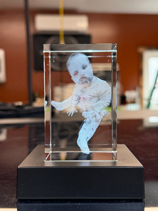 Luxury 3D Subsurface Crystal Glass Block – Personalized Laser-Engraved Photo Keepsake